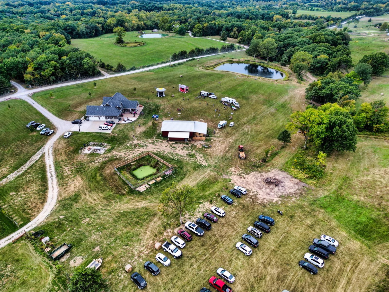 Aerial view of the Jordan family farm during Farm Day