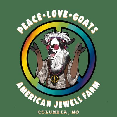 Peace Love Goats, American Jewell Farm Columbia Missouri badge