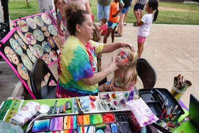 The face painting station at Farm Day